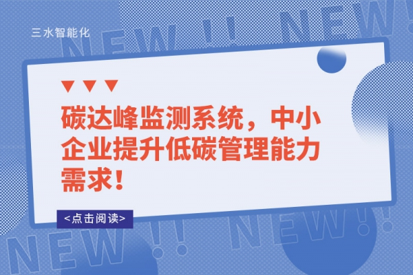 碳達峰監(jiān)測系統(tǒng)，中小企業(yè)提升低碳管理能力需求！